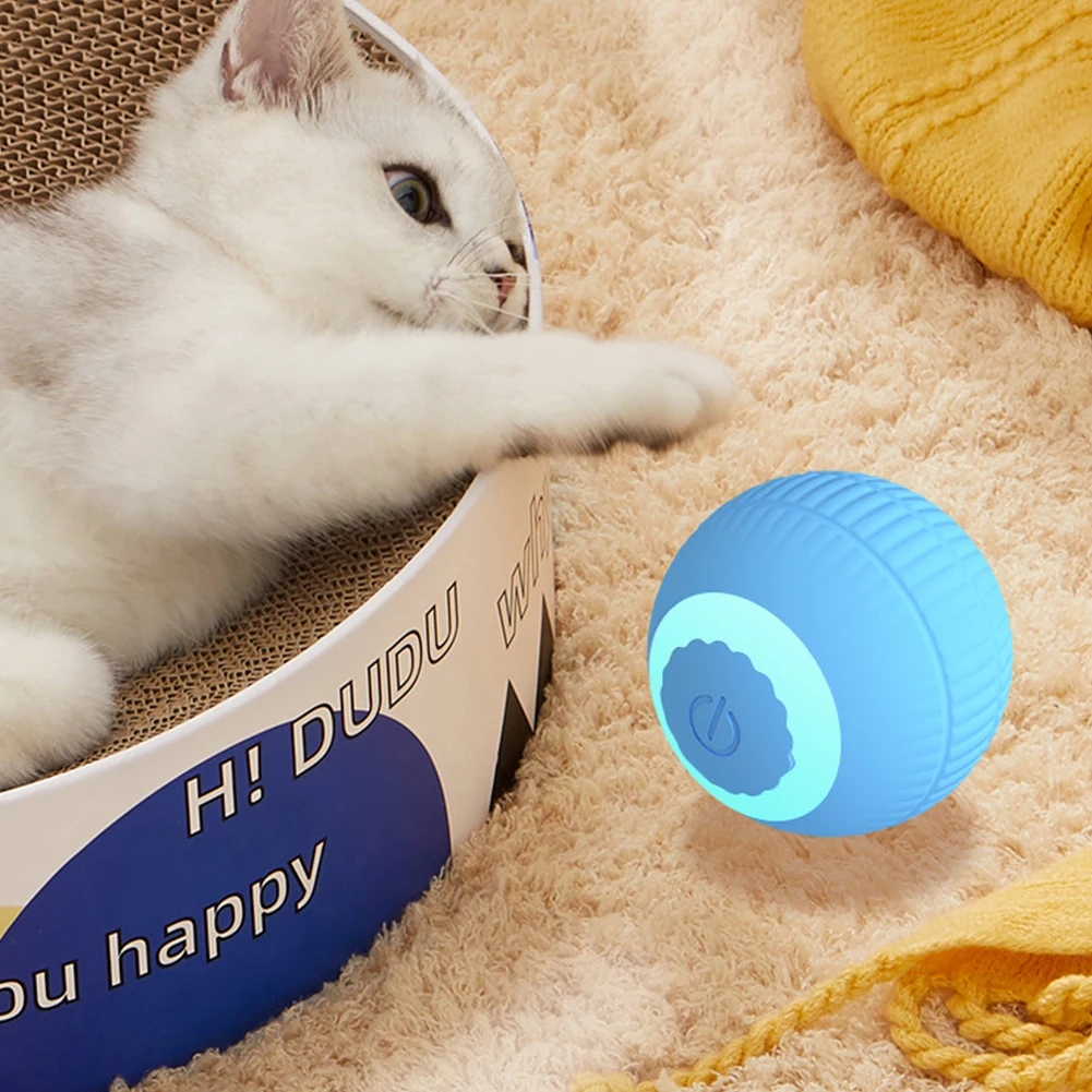 Electric Cat Ball Toys USB Rechargeable Smart Interactive Cat Toy ABS Intelligent Rolling Toy Ball for Kitten Dog Playing. 