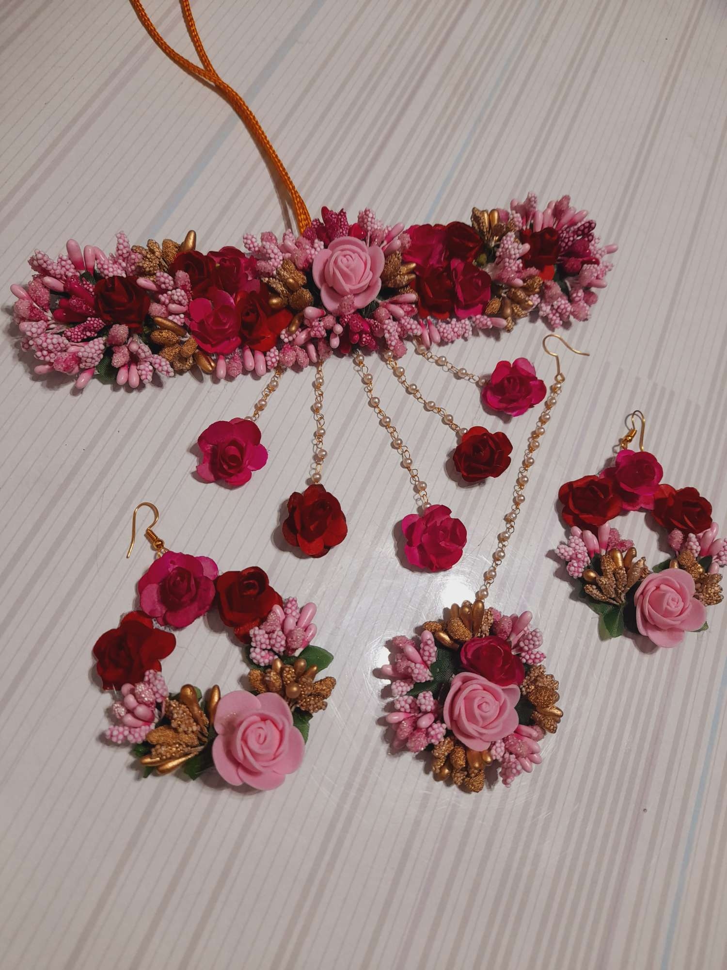 গায়ে হলুদের গহনা/artificial flower ornaments. Colour customize. 