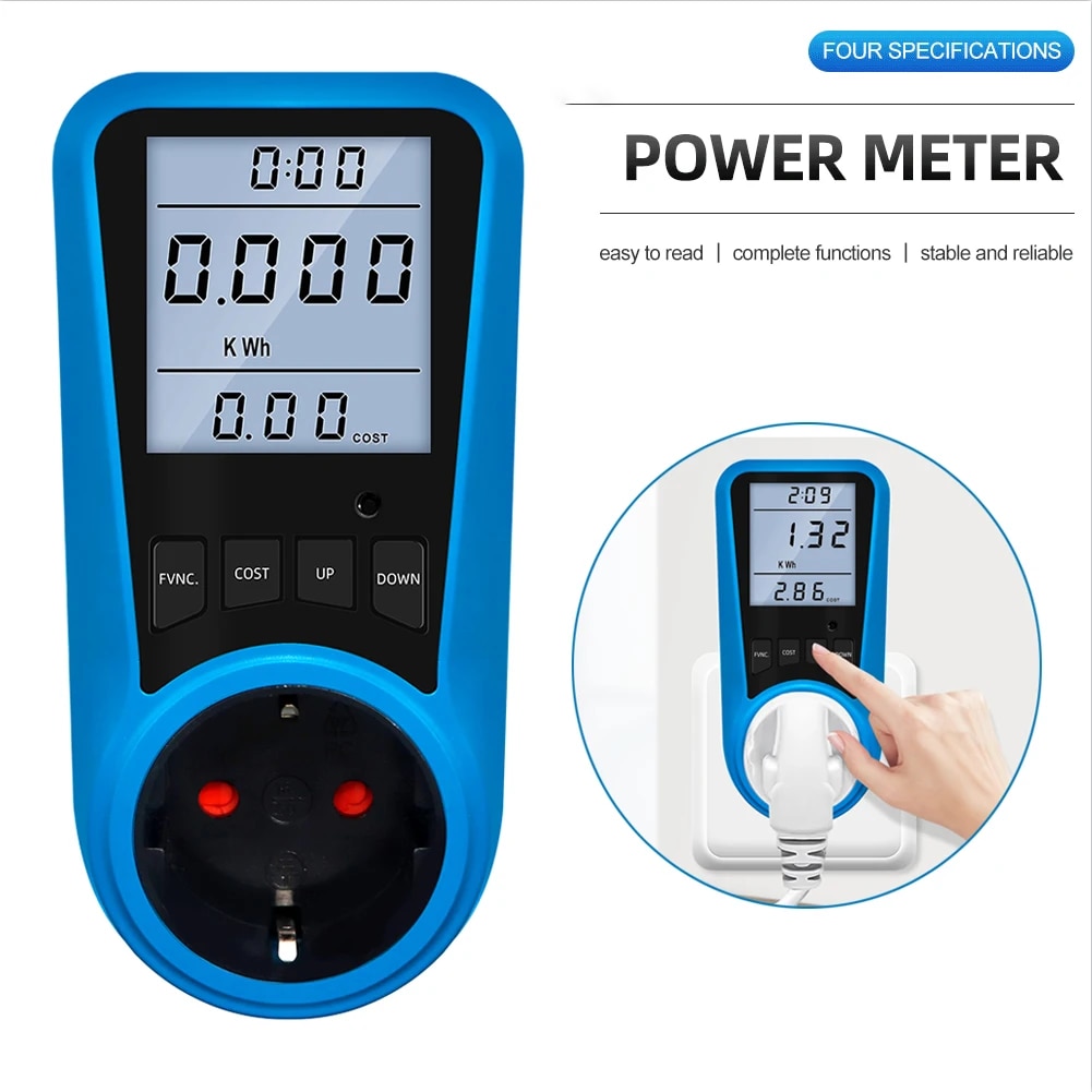Digital Wattmeter 220V 110V AC Power Meter Electricy Consumption Energy Meter Power Kilowatt Wattage Electricity Meter EU Plug. 