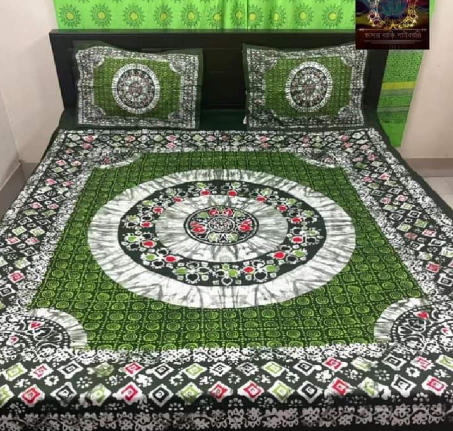 New Single Flower Double Size Panel Bed Sheet With Two Matching Design Pillow Covers For Big Bed