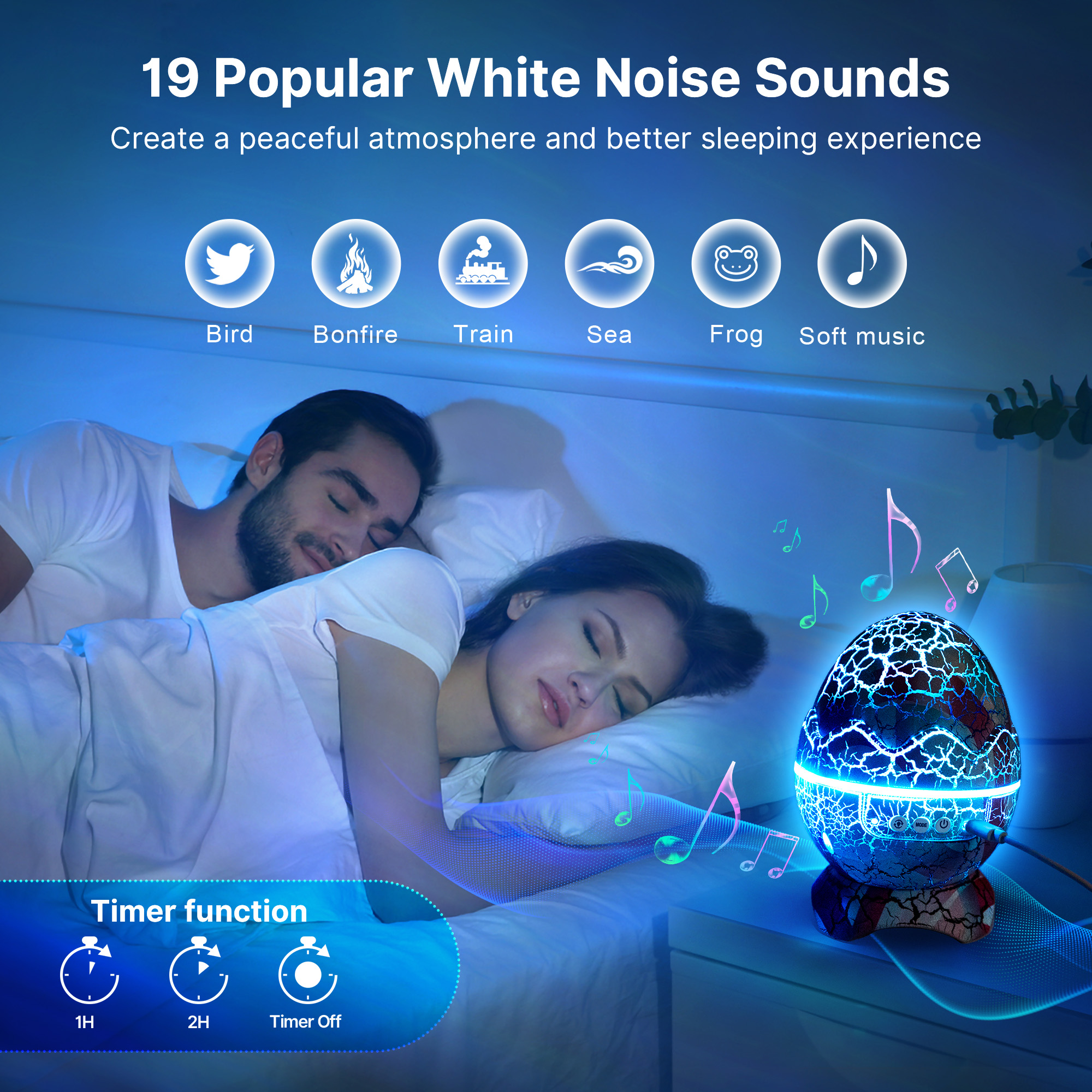 Dinosaur Egg Galaxy Star Projector Starry Light ,360° Rotation Night Light Projector with Remote White Noise Timer BT. 
