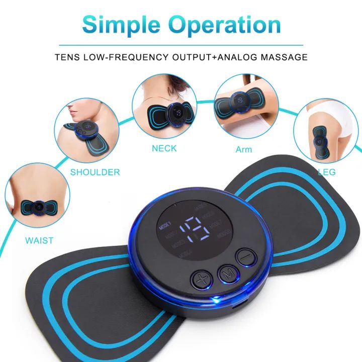 Electric EMS Neck Massager Mini Cervical Back Patch Portable Gel Pad ...