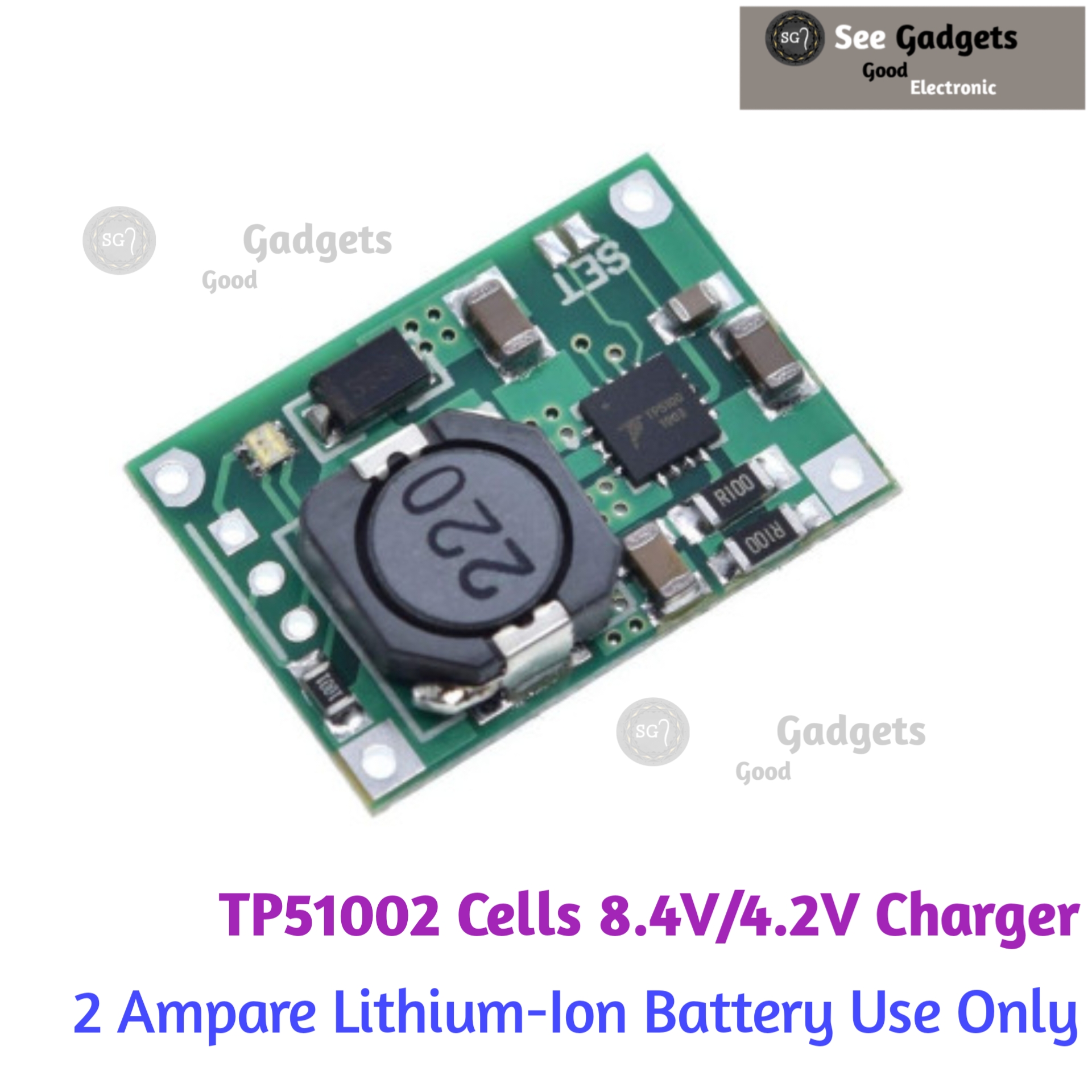 TP5100 Dual-Cell 8.4V / Single 4.2V Lithium-Ion Battery Charger Module - 2A 18650 Charging PCB with 5-18V DC Power Supply