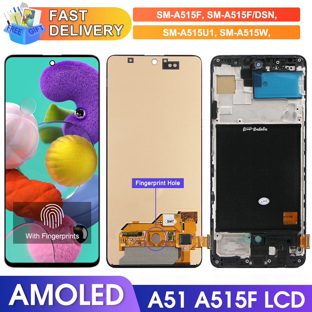 A51 Screen Replacement for Samsung Galaxy A51 A515 A515F A515F/DS Lcd Display Touch Screen with Frame Digitizer Assembly Parts. 