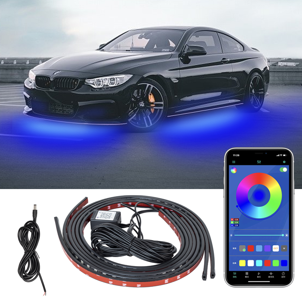 Car LED Light Underglow Strip Light LED Underbody Remote APP Control RGB Neon Lights Atmosphere Lamp for Auto Decoration. 