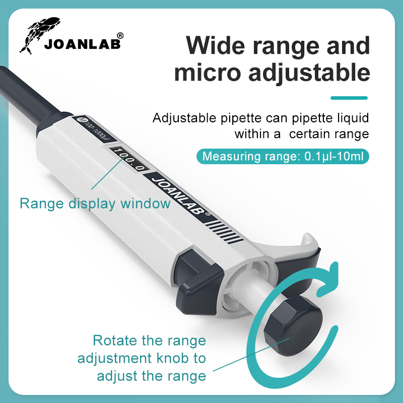 JOANLAB Micropipette Laboratory Automatic Pipette Digital Adjustable Plastic Pipette Chemistry Lab Equipment With Pipette Tips. 