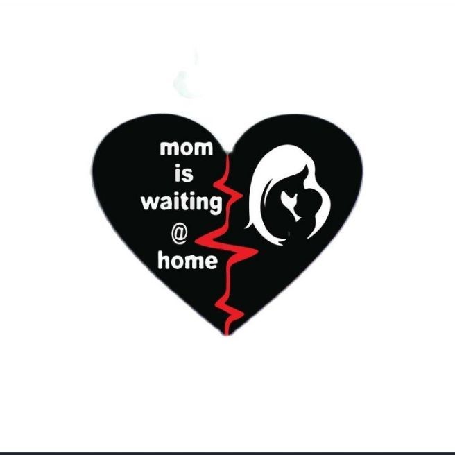 MOM IS WAITING HOME WHITE COLOUR STICKER(13*13)CM