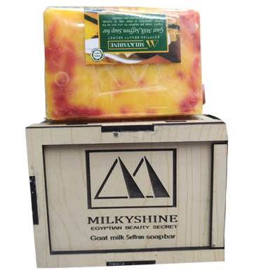 Milkyshine Beauty Secret Saffron Goat Milk Soap Bar wooden box -100gm