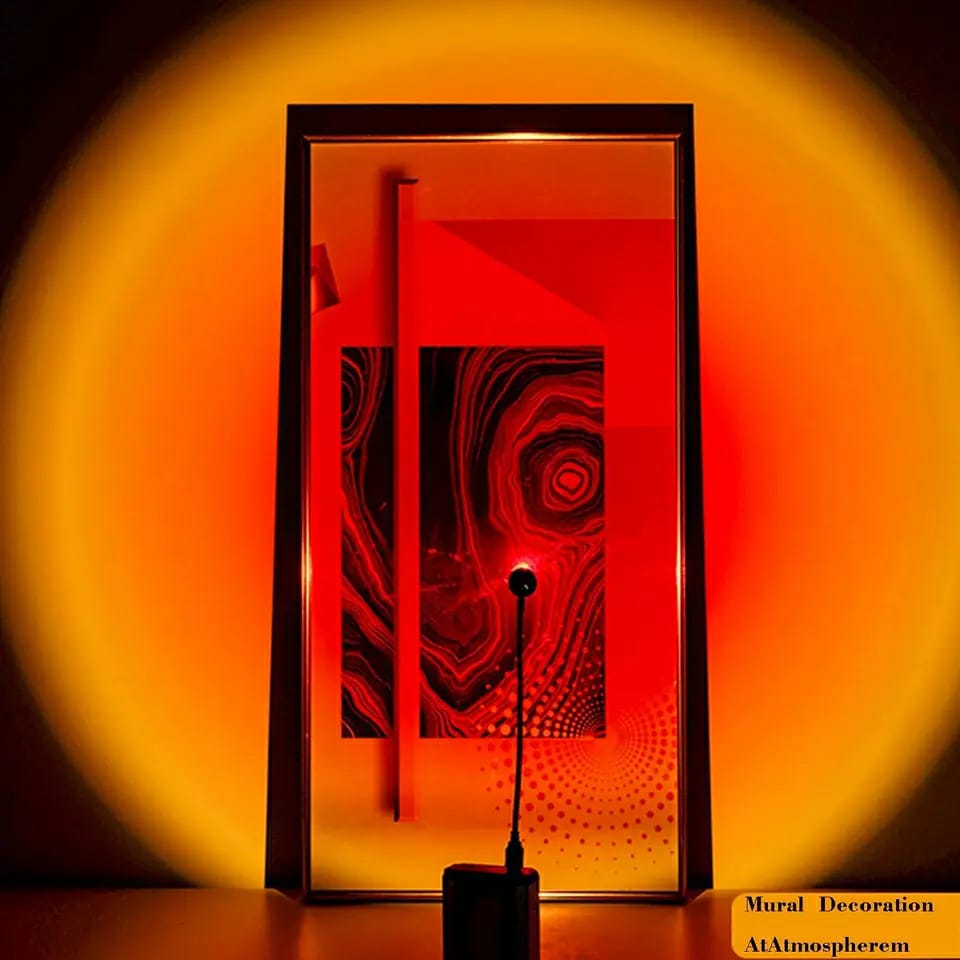 Sunset Lamp LED USB Rainbow Neon Night Light Projector Photography Wall Atmosphere Lighting for Bedroom Home Room Decor. 