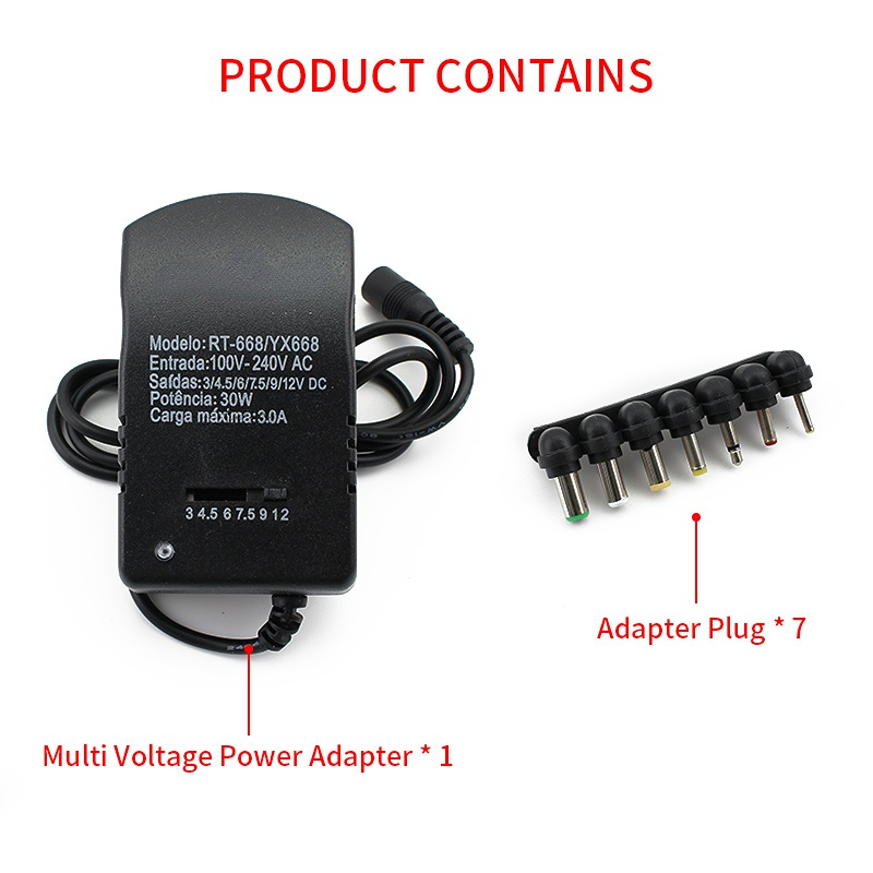 Adjustable Adapter Power Supply Charger Multi Voltage AC 220V TO  DC 3V 4.5V  6V 7.5V 9V 12V  EU US Converter Adapter Plug 7 30W. 