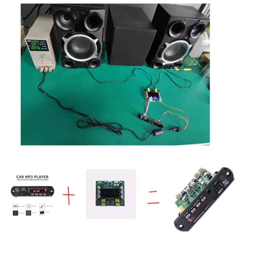 Gold-Ap55 TPA3116D2 Audio Music Player: 2x50w Dual Board With Built In Bluetooth, Usb, Sd-Card Slot & Remote. 