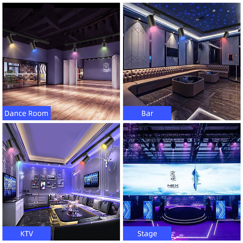 RGB Track Light LED Color Set Stage Lighting Fixture Flicker Rail Ceiling Spot Led Disco Lights Decoration Bedroom Track Lamp. 