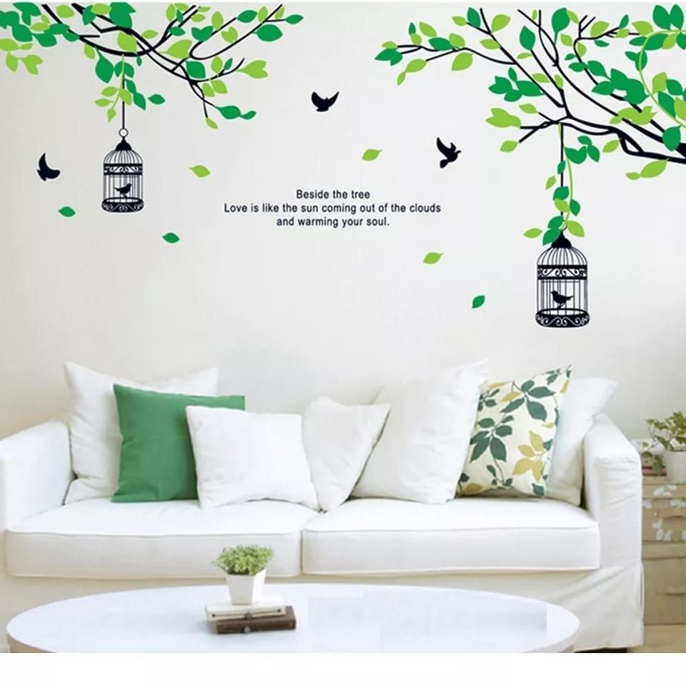 Tree branch bird nest amazing 2D wall sticker tv head sofa Decoration and multicolor wall sticker. 