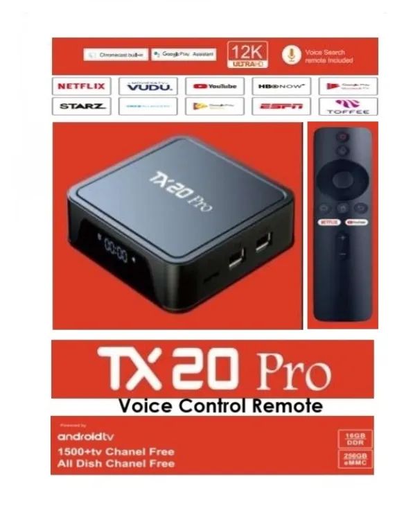 Android Tv box TX20 Pro 12k ULTRA HD 16GB ram 256 GB Storage Android 15 Available with wifi or. 