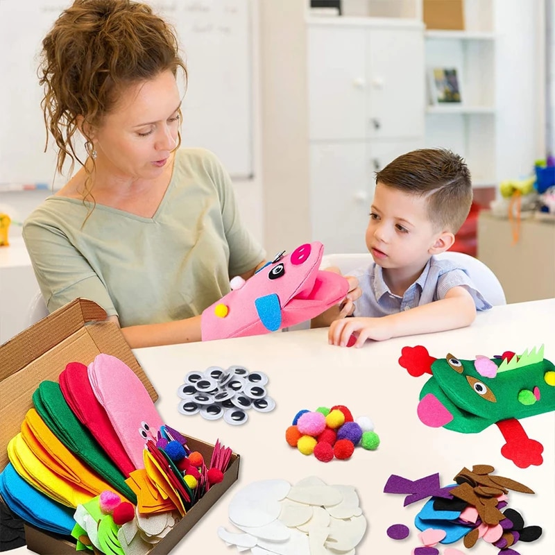 DIY Hand Puppet Making Kit Make Your Own Felt Animal Theme Storytelling Manual Handmade Puppets Craft Material For Kids Teens. 