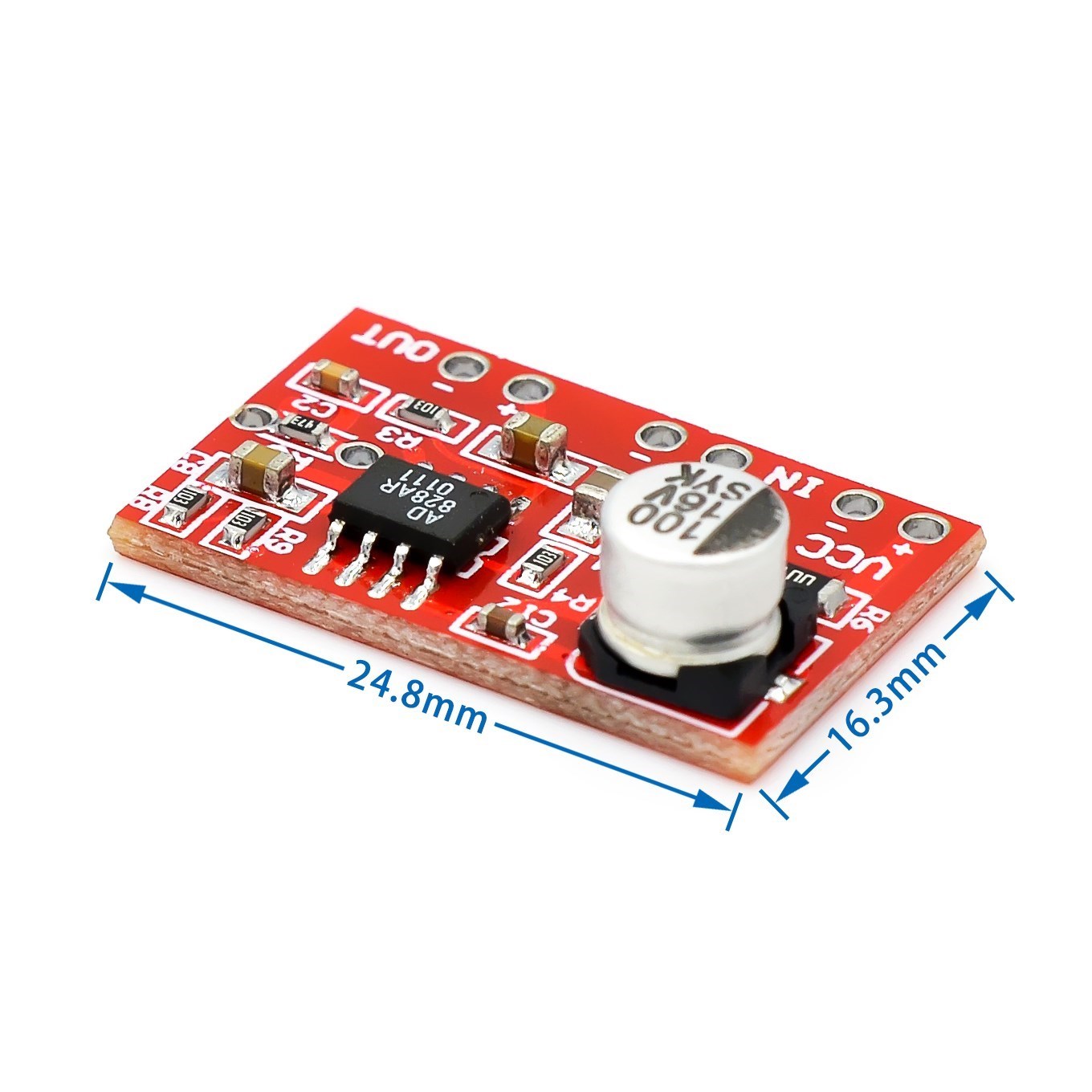 DC 3.8V-15V AD828 Stereo Dynamic Microphone Preamplifier Board MIC Preamp Module Amplifier Board. 