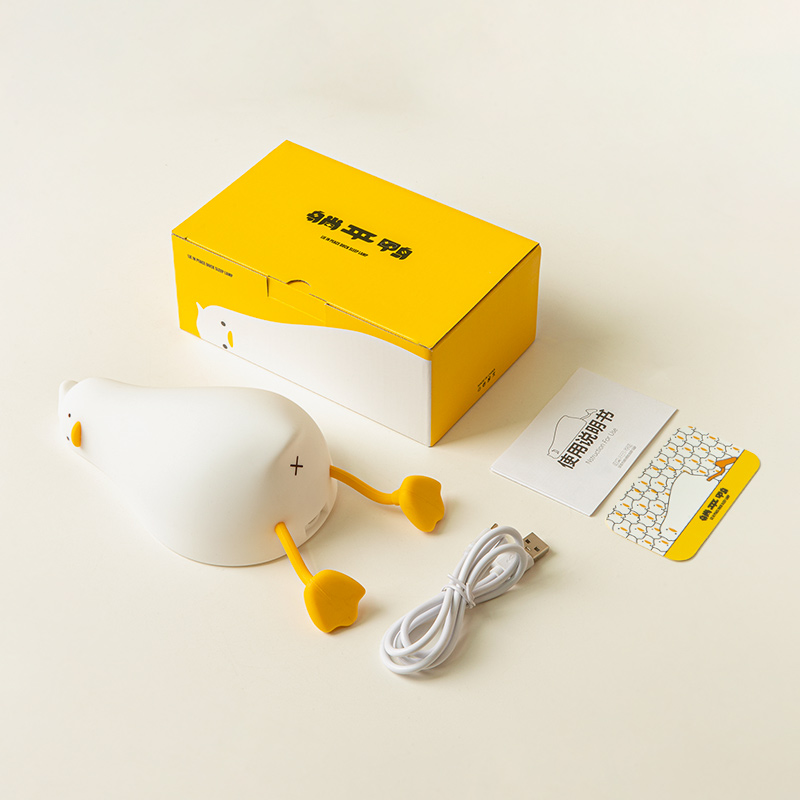 Benson Lying Flat Duck Night Light, LED Squishy Duck Lamp, Cute Light Up Duck, Silicone Dimmable Nursery Nightlight,. 