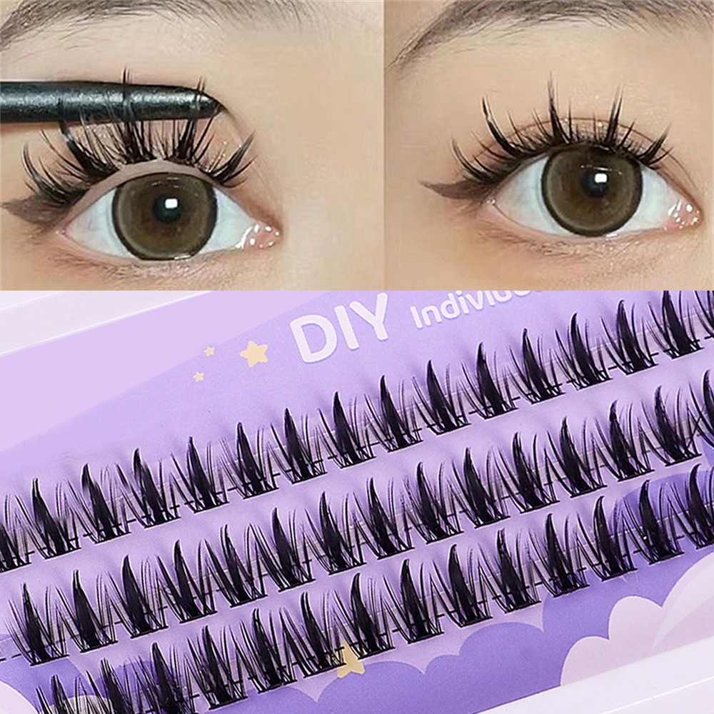 Individual Lashes 36 Cluster Lashes, Little Devil Style False Eyelash, Natural Simulated Segmented Single Cluster Lashes