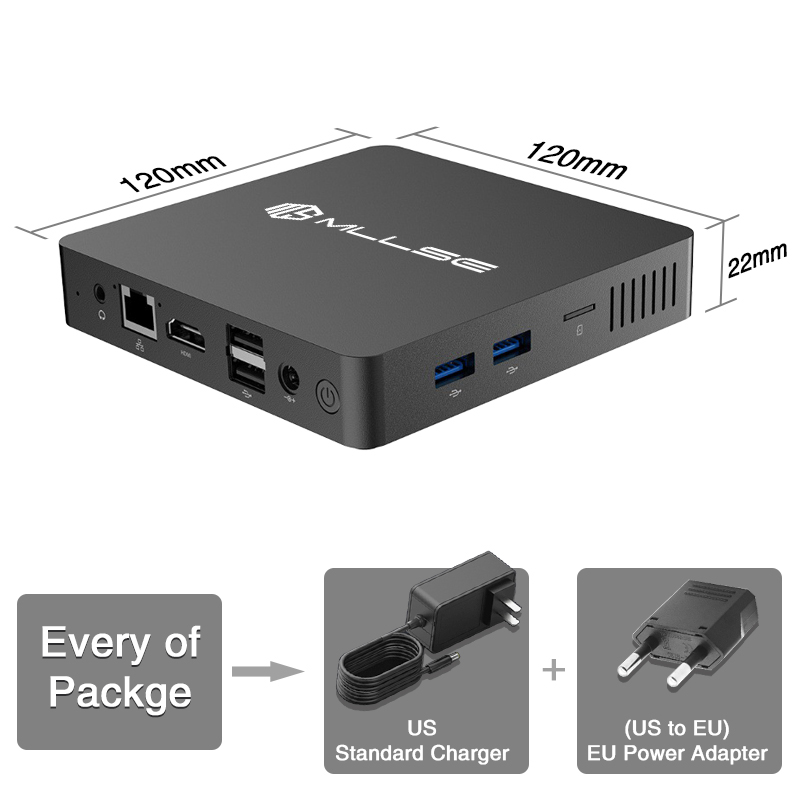 MLLSE M2 Mini PC Intel Celeron N3350 CPU 6G RAM 64G ROM USB3.0 Win10 WiFi Bluetooth 4.2 Desktop Portable Computer. 