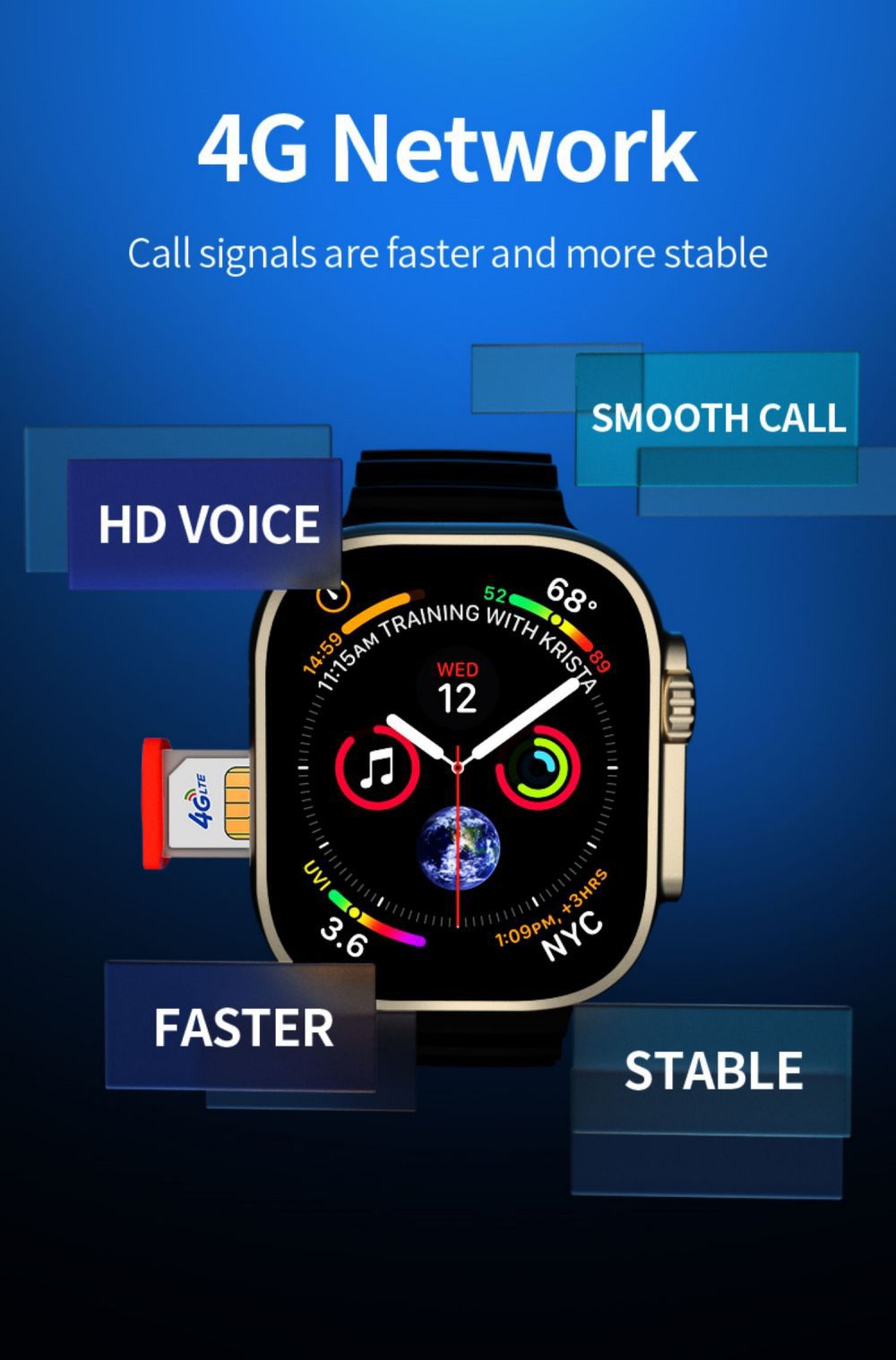 Sim Supported 4G Android Smart Watch. 
