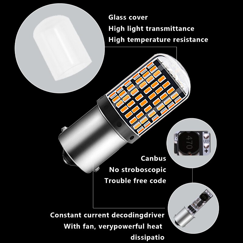 2pcs 1156 BA15S P21W BAU15S PY21W 7440 W21W LED Bulb 3014 144smd CanBus Lamp Error Free Car Reverse Turn Signal Light Brake Lamp. 
