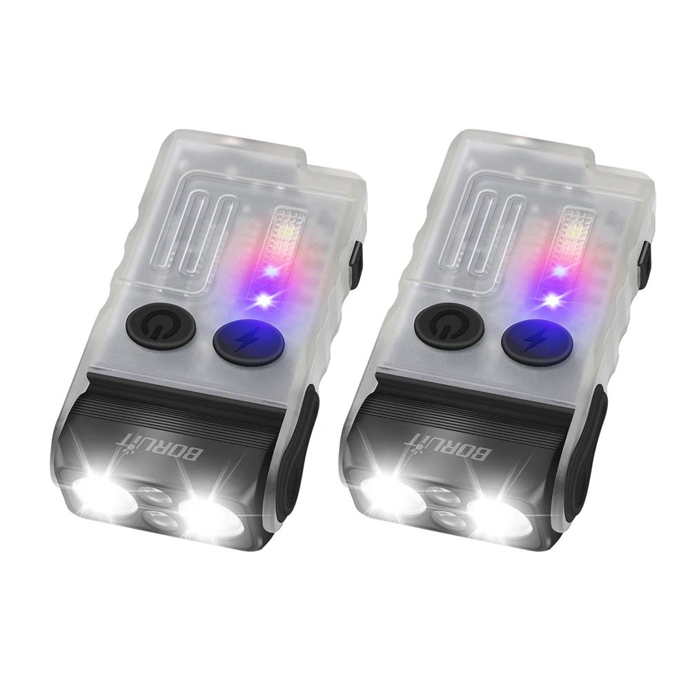BORUiT V20 Keychain EDC LED Flashlight Head Swivels Type-C Rechargeable Magnet Torch Buzzer Work Light with Clip Magnet Lantern. 