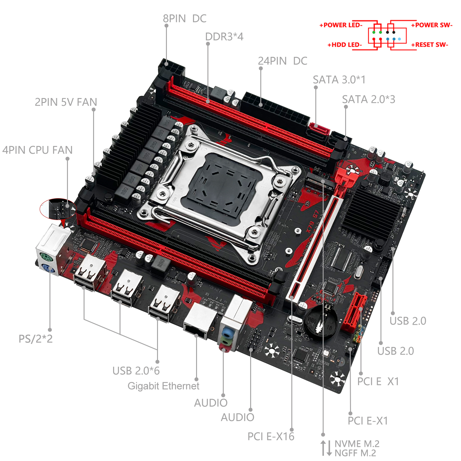MACHINIST X79 S7 Motherboard Support Intel Xeon E5 v1&v2 LGA 2011 CPU Processor DDR3 REG ECC RAM Dual channel Mainboard. 
