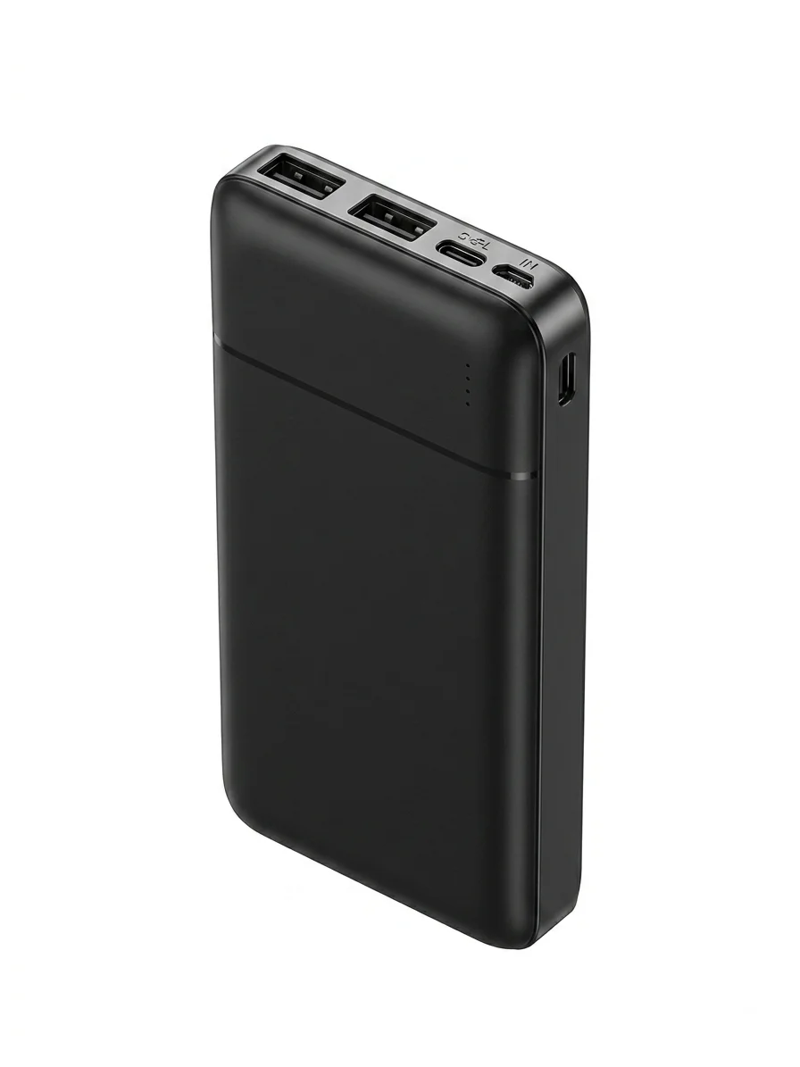 10000mAh Power Bank | Dual USB Output & Type-C/Micro Input | Safe & Stable Charging - Black