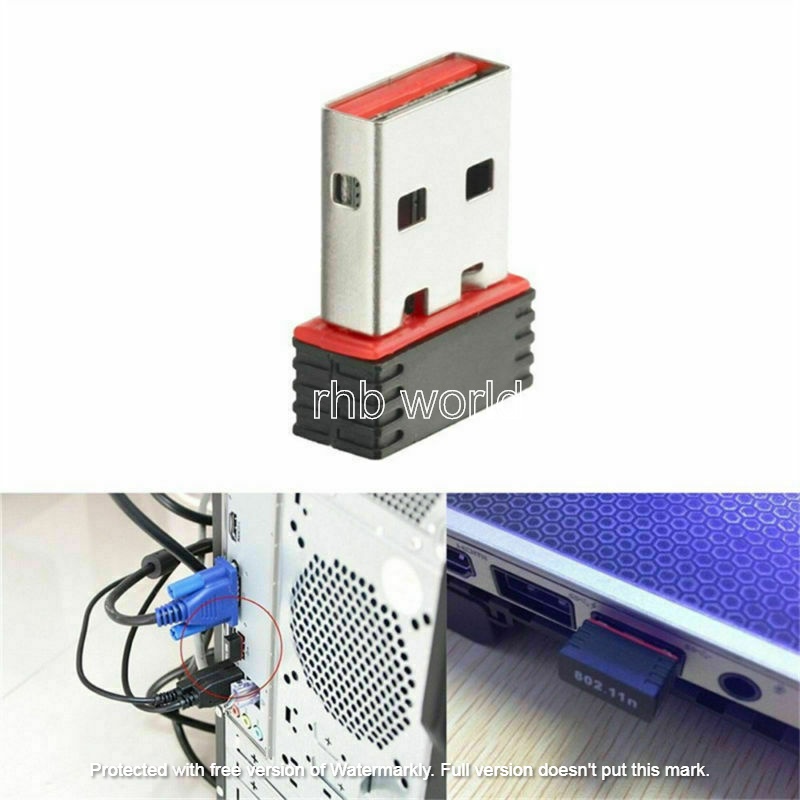 MINI USB WIRELESS WiFi NETWORK RECEIVER ADAPTER DONGLE DESKTOP PC - Black. 