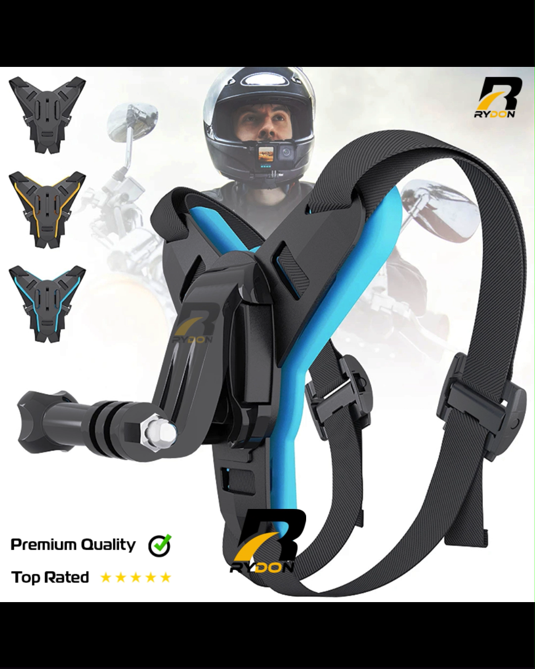 Helmet Chin Mount for Motorcycle andOutdoor Easily Adjustable Phone & Action Camera Holder for GoPro, Insta360 | Fits Full-Face Helmets | Anti-Slip POV Mount for Hands-Free Riding & Recording