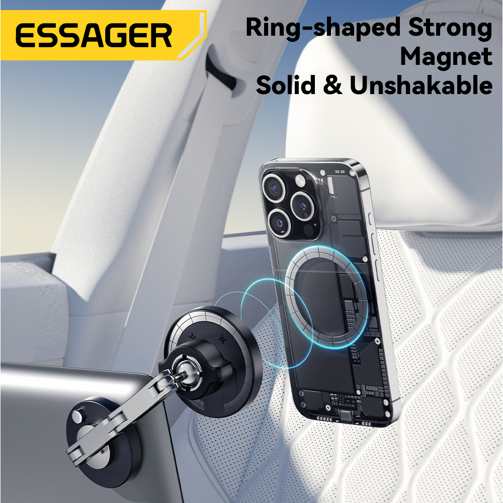 Essager Magnetic Wireless Charger Car Phone Holder 15W Fast Charging Easy Paste Mount Stand For Magsafe iPhone 15 14 13 Pro Max. 