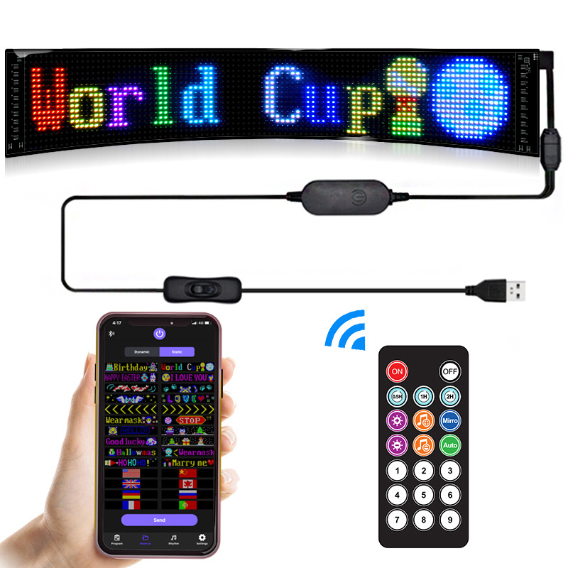 LED Matrix Pixel Panel, Scrolling Bright Advertising LED Signs, Flexible USB 5V LED Car Sign Bluetooth App Control. 