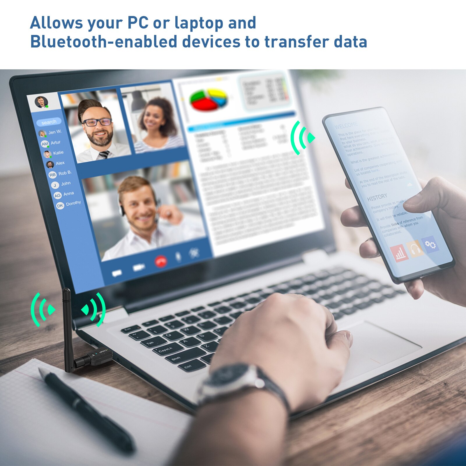 EDUP 100M Bluetooth Adapter USB Bluetooth 5.1 Wireless Receiver Transfer For PC and Desktop Audio Wireless Mouse Adapter. 