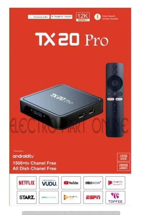 Android Tv box TX20 Pro 12k ULTRA HD 16GB ram 256 GB Storage Android 15 Available with wifi or