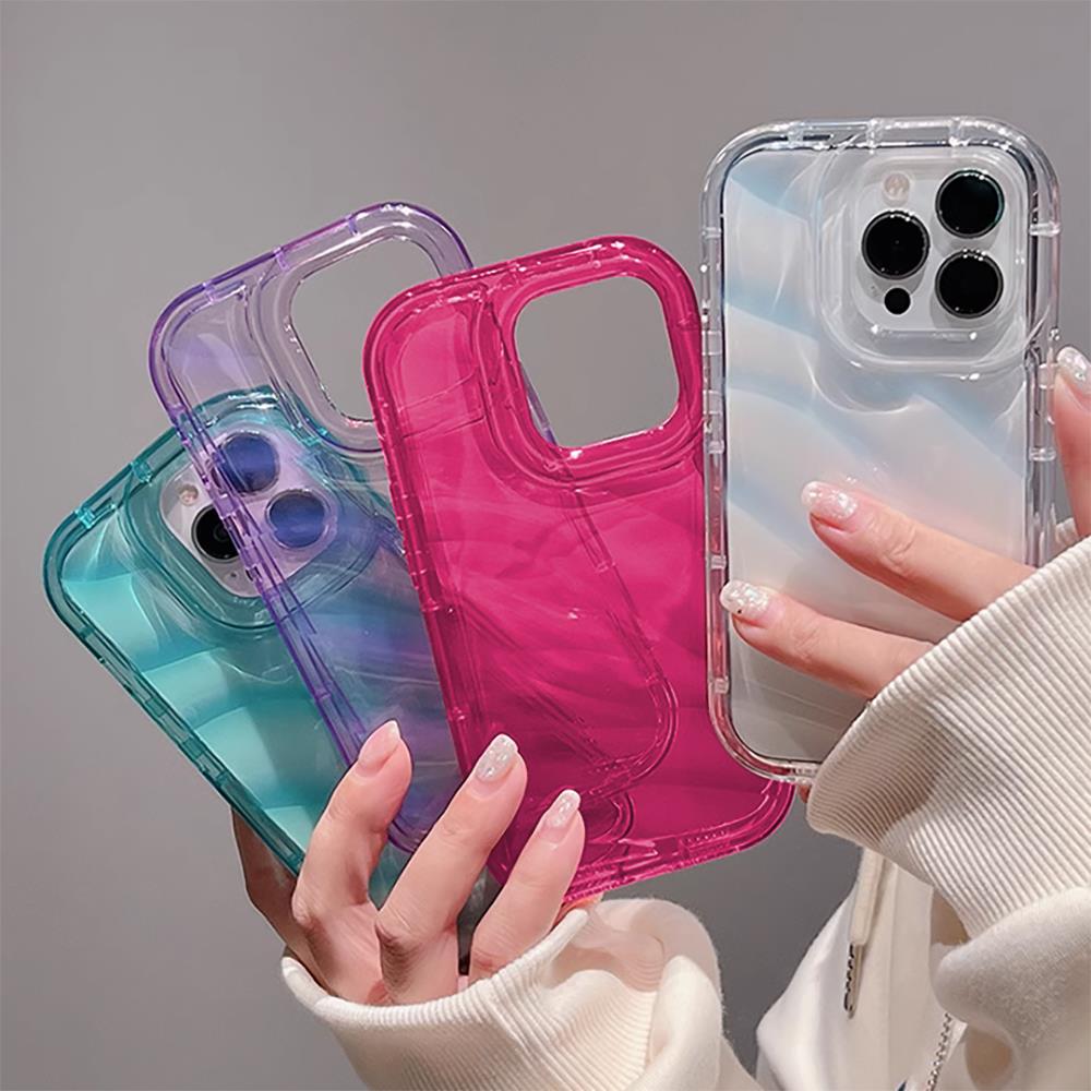 3D Laser Wave Texture Phone Case For iPhone 15 13 12 11 14 Pro Max 7 8 Plus X XR XS SE 2020 2022 Shockproof Soft Silicone Cover. 