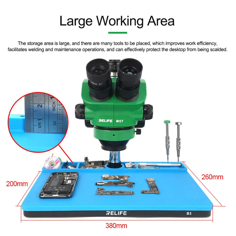 RELIFE RL-004I Microscope Base B3/B1 Repair Pad Insulation High Temperature Silicone Pad Welding Table Pad BGA Soldering Station. 