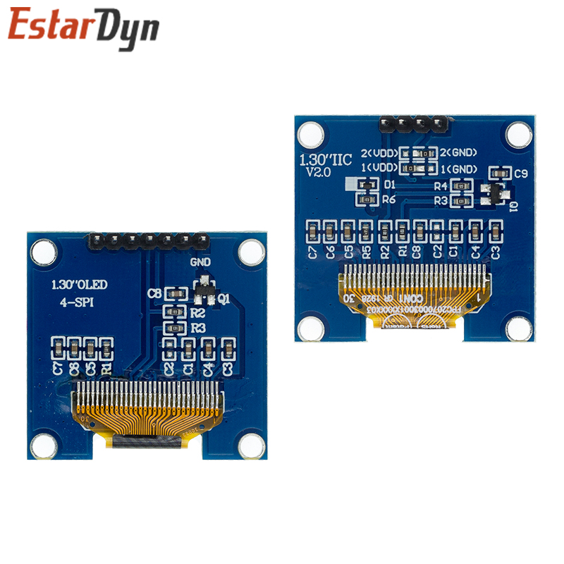 RoHS 1.3 inch OLED Module White/Blue  SPI/IIC I2C Communicate Color 128X64 1.3 inch OLED LCD LED Display Module 1.3" OLED Module. 