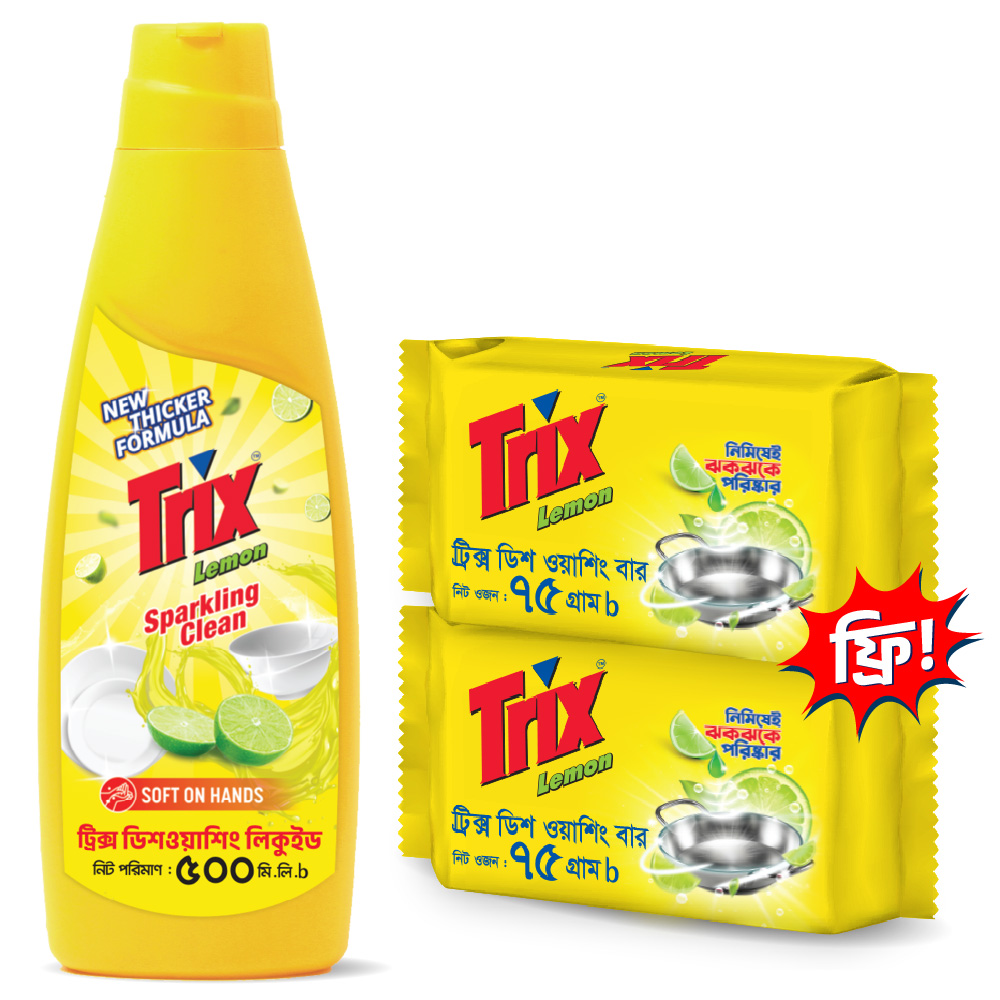 Trix Dishwashing Liquid 500ml, Lemon Fragrance for Scratch-Free ...