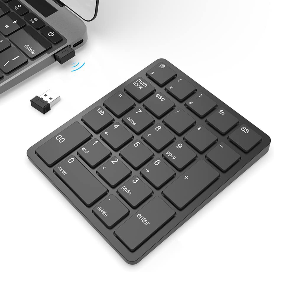 Jomaa 26 Keys Wireless Number Pads Rechargeable USB Numeric Keypad Portable Financial Accounting Number Keyboard for Laptop. 