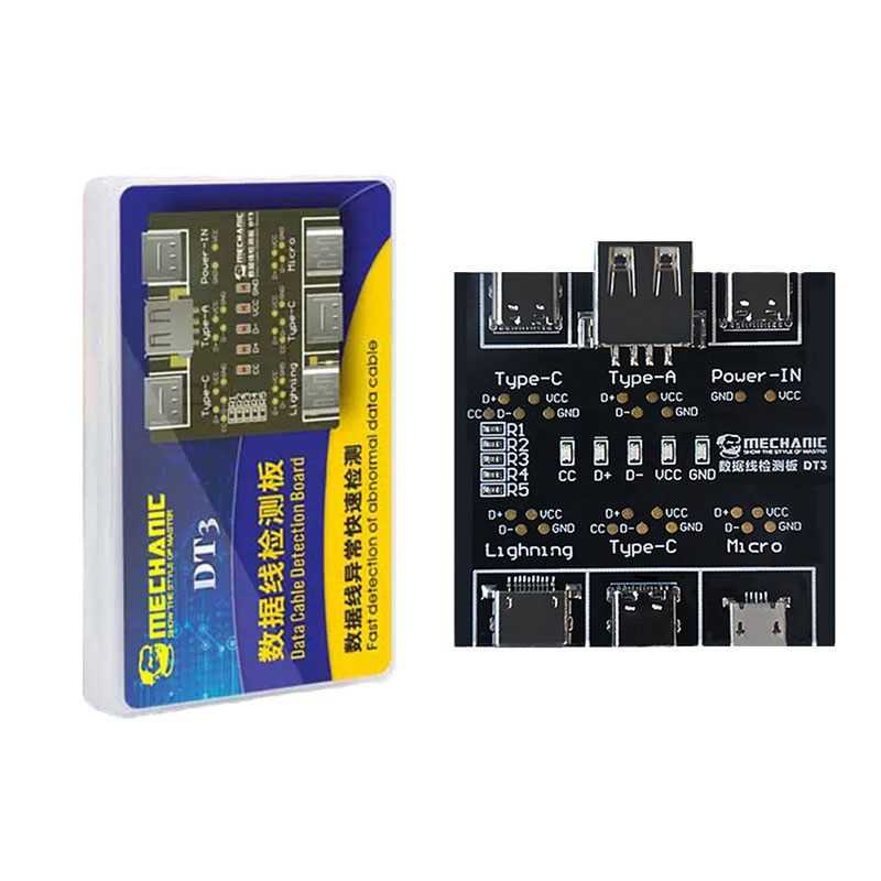 MECHANIC DT3 USB Cable Tester Data Cable Test PCB Board for IPhone Android USB Type-C Lightting Date Cable on-Off Detection. 