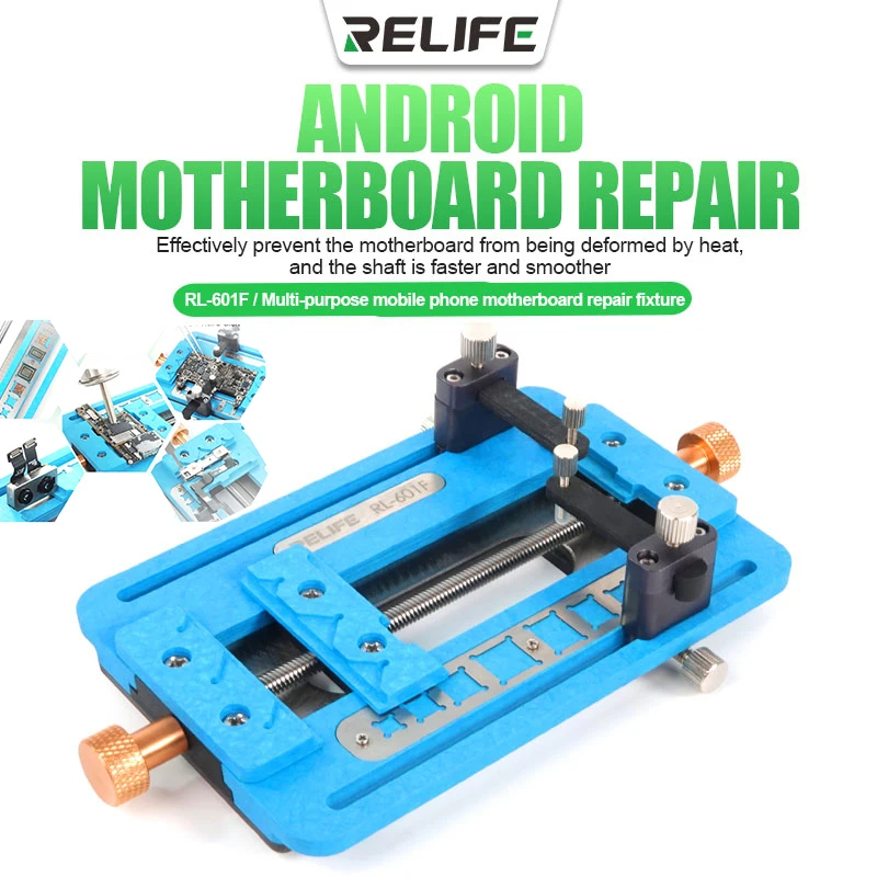 RELIFE RL-601F Multi-function Repair Fixture for Mobile Phone Motherboard Positioning Track Double Clamp Fixed Platform Tool. 