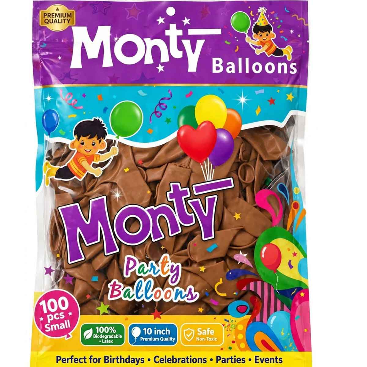 Monty Balloons (100 Pcs)-Brown
