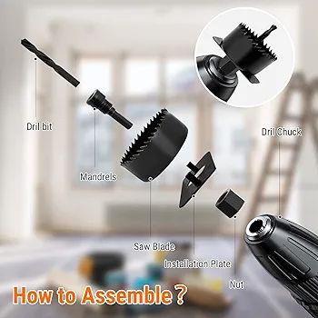 8Pcs Wood Hole Saw Set for Wood and Drywall and Plastic Cutting Woodworking Tools with Plastic box. 