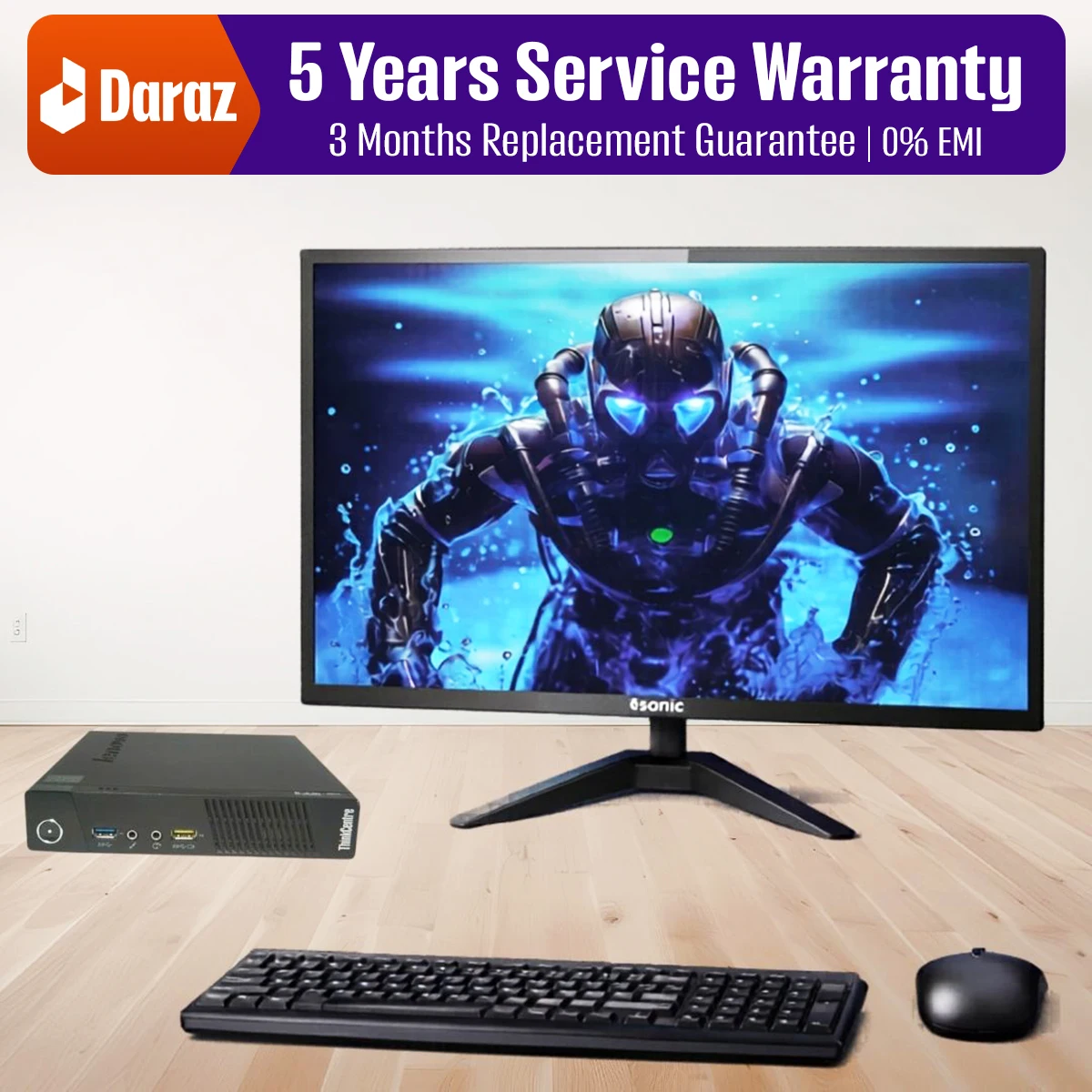 Desktop Computer Lenovo ThinkCentre M92p Tiny Core i5 3rd Gen Complete Mini PC Setup with 19” Monitor, Keyboard & Mouse (Used)