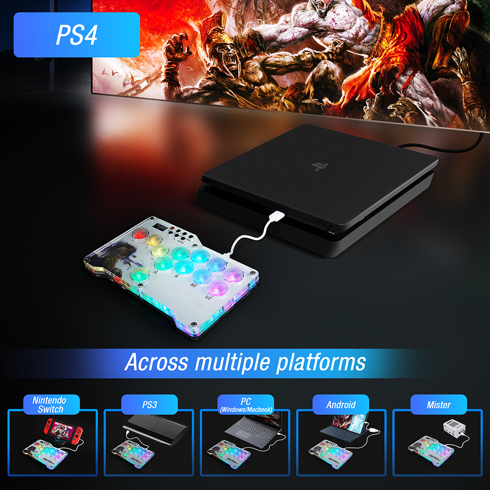 Flatbox Hitbox Arcade Joystick Fight Stick For PS4/PS3 With Turbo&Capture Function Street Fighter Game Controller For PC/NS. 