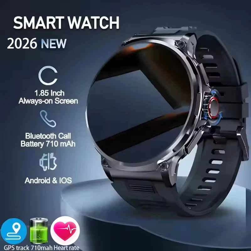 2026 New Track Smart Watch Men 1.85-Inch HD AMOLED Screen 710 Mah Battery Sport Bluetooth Call Smartwatch For Android IOS