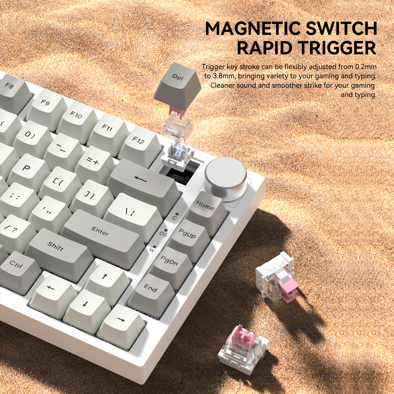 Attack Shark K85 Mag Customisable Mechanical Keyboard,Magnetic Switch,Hot-swappable,Metal Knobs,Suitable for FPS. games,Win&Mac. 
