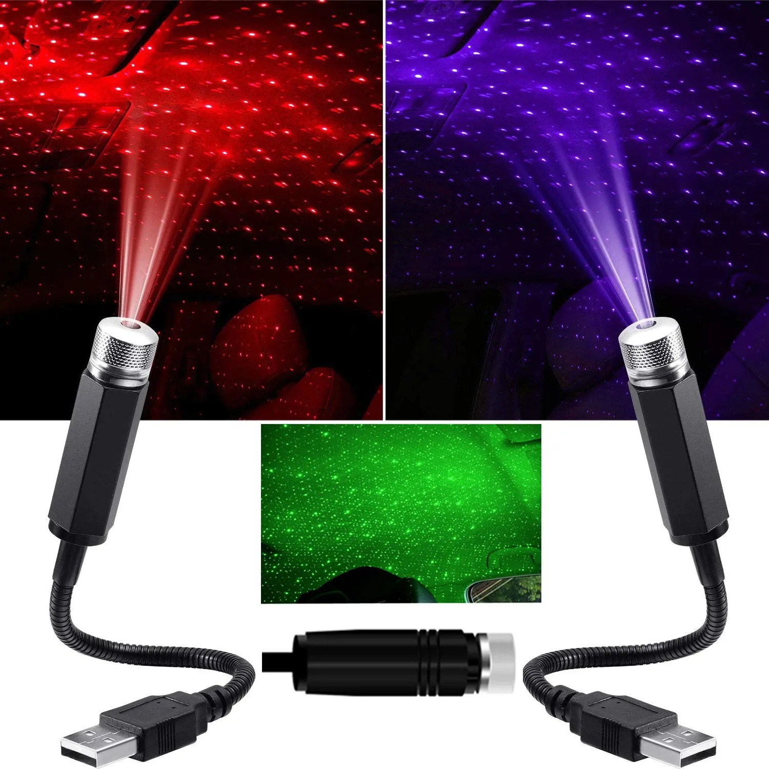 CASIFY Red LED Car Dome Light Galaxy Projector Night Light Adjustable USB Decoration Light Car Interior Light Starry Sky Night Light - Table Lamp USB Led Dj Led Colorful Led 1pc - Opp - Image 1