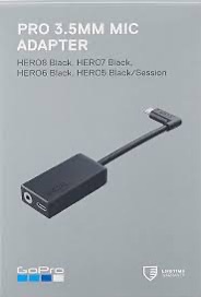GOPRO 3.5MM MIC ADAPTER FOR HERO 11/10/9/8/7/6/5 BLACK - OFFICIAL GOPRO ACCESSORY. 