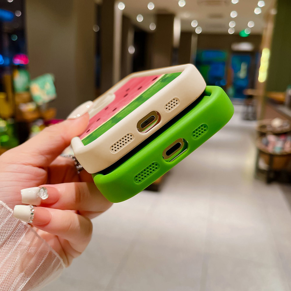 Korean Cute Watermelon Phone Case For iPhone 14 Pro Case iPhone 11 13 12 15 Pro Max XR XS X 7 8 Plus SE Matte Shockproof Cover. 